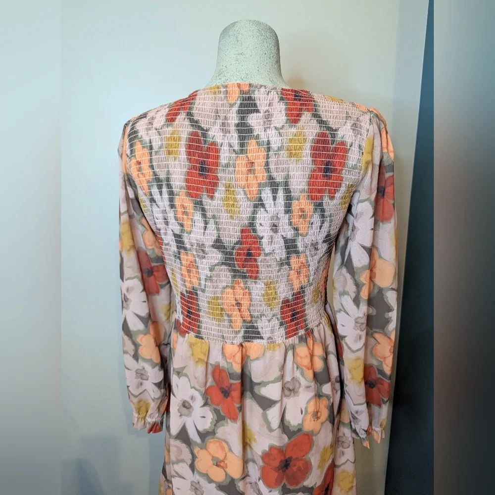 Mad About Style Jilly Box Grace Farm Floral Smocked Midi Dress Size L NWOT - Picture 12 of 17